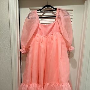 Selkie The Highlighter French Puff Dress in Pink